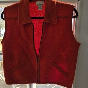 K.B. Collections 100% Wool Zippered Red Vest